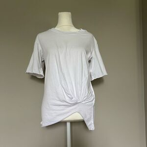Stateside Women’s White Short Sleeve Knotted Tee Size Small Cotton Made in USA